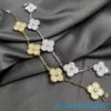 2024 Designer di gioielli di marca Vanl Cleefl Arpelsclover Full Diamond Lucky v Bracciale a cinque fiori in oro rosa 18 carati placcato spesso per la vendita diretta