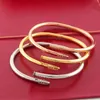 Nagel Fashion Manschette Armband für Männer Frauen Paar Gold Armreifen Designer Schmuck Valentinstag Geschenk