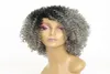 15 inches Afro Kinky Curly Synthetic Wig Side Apart Pelucas Simulation Human Hair Wigs Grey Color perruques de cheveux humains MS99571285