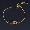 Link bransoletki moeker błyszczące szpilka kształt urok bransoletka różowa złota srebrna łańcuch kolorów mała kryształowa przyjaźń bijoux femme na dłoni ZD1 k2