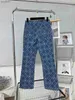 Jeans da donna Nuovo 2023 Fashion Design Lavato Fiore azzurro Jeans Donna Vita alta Slim Fit Pantaloni in denim con bottoni 240304