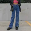 Women's Jeans ALLNeon 90s Streetwear Argyle Plaid Baggy Jeans Y2K Aesthetics High Waist Blue Denim Trousers Vintage Indie Pants Skater Outfits 240304