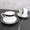 Ensemble de tasses à café en céramique bleue, thé en porcelaine, expresso, ustensiles de cuisine, décoration de maison européenne, fête d'anniversaire de luxe, 240301