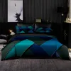 Set hochwertiges Bettwäsche -Set Duvet Cover mit Kissenbezug klassisches nordischer geometrischer Stil Königin Kingsize -Schwarzes Bett Set Sheer Vorhänge
