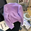 Женский вязаный свитер Limiguyue, осень-зима, кашемировый свитер с жемчугом, теплый роскошный однобортный вязаный кардиган, шерстяной фиолетовый трикотаж U961