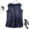 Tops Plus Size Satin Office Black Women Tunic Elegant Shirts 2024 Summer Chiffon ONeck Silk Sling Vest Women's ice silk Blouses Tops