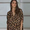 تغطية Kaftan Leopard Bikini Coverups عارضة Vneck Maxi Dress Women Women Wear Wear Suit Tove Up Loose