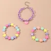 Bracelets de charme 3pc / set mode bonbons couleur acrylique étoiles coeur charmes pendentif perles mignon bracelet bracelets ensembles pour femmes filles anniversaire