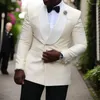Herrenanzüge Zweireiher Männer für Hochzeit Slim Fit Bräutigam Smoking Schal Revers Afrikanische Männer Mode 2 Stück Jacke mit schwarzen Hosen 2024