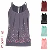 Camisoles Tanks Kvinnor Summer Loose O Neck Preated Tank Tops Floral Print Banded Midje Top