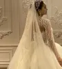 2024 Elegante Trouwjurk Voor Bruiden Hoge Hals Lange Mouwen Pailletten Kralen Bruidsjurken Arabische Dubai Vestidos De Novia Custom made