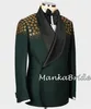 Męskie garnitury ciemnozielone smoking z kryształową satynową kołnierzem 2PCS Blazer Spods Formal Party Business Elegancki garnitur dla mężczyzn