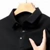 Polos pour hommes 2024 Hommes Polo Shirt Business Manches longues Automne Hiver Tshirt Casual Collier Mâle Fit Slim Coréen Vêtements Bouton Chemises