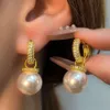 Real Gold Electroplating Micro Inlaid Pearl Exquisite, Fashionable, Versatile, Small Light , Elegant, and Elegant Earrings