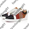 Box with Luxury Designer Shoes Red Bottoms Mens Plate-forme High Women Shoe Black Glitter Flat Trainers Rivet Shoes Low Black White Cut Leather Vintage Trainers