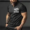 T-shirts pour hommes Vintage manches courtes hommes polos moto 3D impression revers fermeture éclair homme haut de haute qualité surdimensionné mâle chemise vêtements décontractés L240304