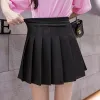 Abiti da donna Gonna da tennis a pieghe Minigonne a vita alta con pantaloncini Ragazza Basic Casual School Aline Skater Gonne Coreano Bianco Nero