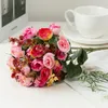 21 huvuden Artificial Fake Rose Buquets Flowers Decoration For Table Home Office Wedding Bridal Shower House Kitchen 240301