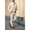 Men's Suits Beige Men Single Breasted Notch Lapel Slim Fit Skinny 3 Piece Jacket Pants Vest Wedding Groom Outfits Elegant Terno 2024