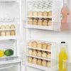 Kitchen Storage White Reversible Egg Rack Refrigerator 3 Floors 30 Grids Fridge Side Door Holder Tray Space Saving Organizer