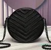 Luxury round camera bag quilted grain embossed leather designer chain shoulder strap handbag women