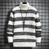 Men's Sweaters Fashion Autumn And Winter Mens Sweater Turtleneck Knitwear Striped Pullovers Men Clothing Casual Tops Comfortable Ropa Hombre