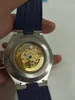 新しい最新の時計42mm海外デュアルタイムパワーリザーブオートマチックメンズウォッチ47450/000A-9039ブ​​ルーダイヤルラバーストラップジェント腕時計