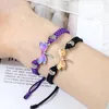 Pulseras de enlace Vintage Purple Dragonfly Colgante Trenzado Hecho a mano Brazaletes ajustables para mujeres Hombres Yoga Curación Meditación Joyería