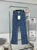 Jeans da donna Nuovo 2023 Fashion Design Lavato Fiore azzurro Jeans Donna Vita alta Slim Fit Pantaloni in denim con bottoni 240304