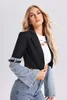 Dames tweedelige broek denim patchwork jas dames jeans hoge taille recht PU lederen gesp mode streetwear trend broeksets