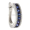 Extreme 9k/10k/14k/18kt Solid Gold Huggies Hoop Earrings with Sapphire and Diamond Women Girls Luxury Fine Jewelry