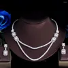 Halskette Ohrringe Set ThreeGraces Bling Baguette Zirkonia Silber Farbe Dubai Braut Hochzeit und Schmuck für Frauen TZ973