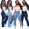 Damen-Jeans, hochwertige gestapelte Jeans, figurbetont, Stretch, ausgestellter Denim, Boyfriend-Schmetterlingshose, Großhandel, Drop 240304