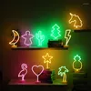 Nachtverlichting Vakantieplaneet USB LED-neonlicht Flamingo Lamp Kerstfeesttafel Cactus Batterijaangedreven Voor Slaapkamer Bruiloft Decoratie