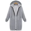 Kvinnors hoodies 2024 Autumn Women Casual Long Sweatshirt Coat Pockets Zip Up Outerwear Hooded Jacket Tops