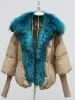 Fur 2023 Hot Sales Super Large Real Raccoon Fur Collar Winter Women Coat White Duck Down Jacket With Knit Sleeve Fashion Outerwear