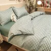 Zestawy Zestaw Blue Plaid Pedding Mash Miękkie łóżko pościel pojedyncza pełna królowa rozmiar chłopców Duvet Cover Płaski zestaw poduszek Zestaw poduszki