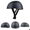 Casques de moto Casque pour Vintage Demi-Visage VTT Vélo Cruiser Scooter Noir Mat Accessoires Casco Moto Drop Livraison Mobiles Mo Dhjgd