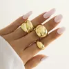 Anéis de cluster Golden Silver Color Suave Metal Abertura Set para Mulheres Meninas 3/4 Pçs / Set Personalidade Simples Presentes Geométricos