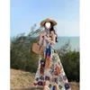 Shoulder Thai One Color Printed Sleeveless Beach Long Dress Beach Vacation Slimming Strapless Dress for Women in Summer0L5A