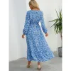 Robe Mode Robe de plage dames Boho imprimé fleuri robes élégantes femme décontracté Chic à manches longues Maxi robes pour femmes 2022 Robe