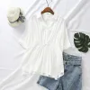 Платья Блузки для беременных Летний топ для беременных Белые рубашки Хлопково-льняная одежда Gravida Платье больших размеров с коротким рукавом