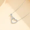 Pendanthalsband 925 Sterling Silver Rose Gold Color Cute Heart Crystal Statement Necklace For Women Valentines Day Gift Fashion Jewelry