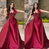 Burgundy mermaid evening dresses elegant sequins sweetheart Prom Dress overskirt formal dresses for women dresses for special occasions pageant robe de soiree