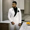 Men's Suits Slim Fit For Men Wedding Double Breasted Groom Tuxedo 2 Pcs White And Black Blazer With Pants 2024