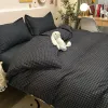Zestawy Zestaw Blue Plaid Pedding Mash Miękkie łóżko pościel pojedyncza pełna królowa rozmiar chłopców Duvet Cover Płaski zestaw poduszek Zestaw poduszki