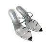p Family Triangle Transparent One Line with High Heel Women's 2024 Summer New Pointed Open Toe Versatile Cool Slippers