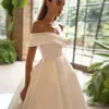 Party Dresses White Ball Wedding Dress Off Shoulder Sweetheart Bridal Long Gown Simple Satin With Sweep Train Vestido De Novia Encaje