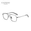 Solglasögon Caponi Pure Titanium Eye Glasses Frame For Men Square Anti Blue Light Reflection Brand Designer Spectakles JF50004