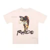 Rhude Mens T-shirts Shorts High Street Fashion Designer for Men Shirt Short Sleeve Print Crewneck Casual T-shirt Top Tee Asian Size 244
